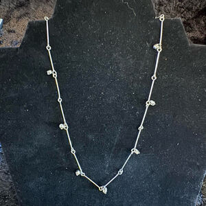 Women's Silver Line Necklace With Clear Stones